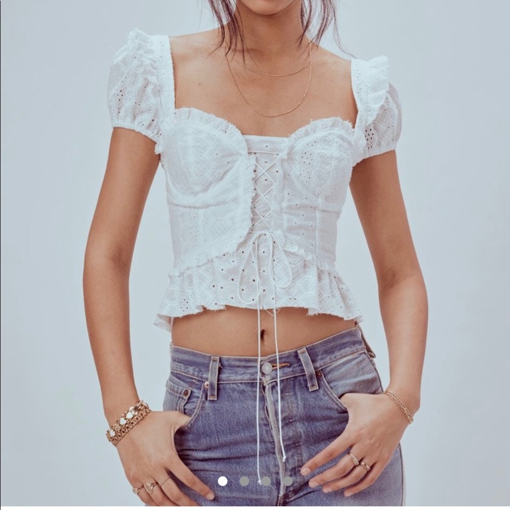 FL&L Charlotte Eyelet Lace Up Top
